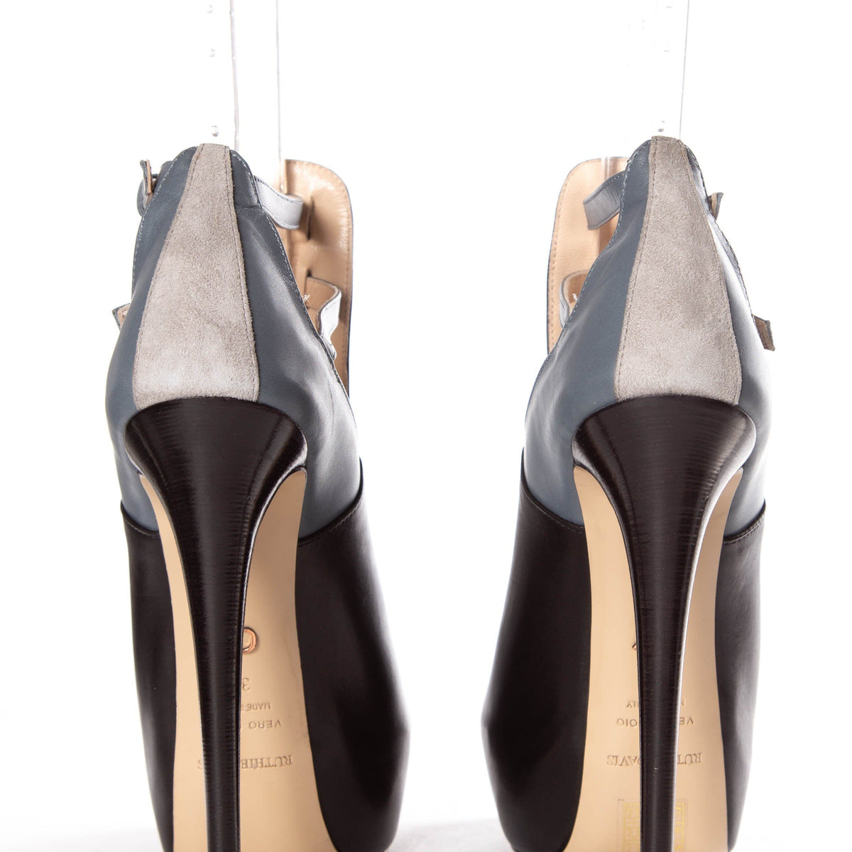 Ruthie Davis Black & Blue Peep-Toe Platform Pumps SZ 39