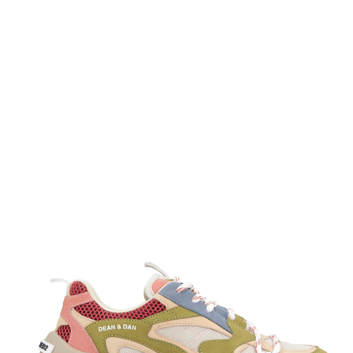 BUBBLE LEATHER AND FABRIC LOW-TOP SNEAKERS