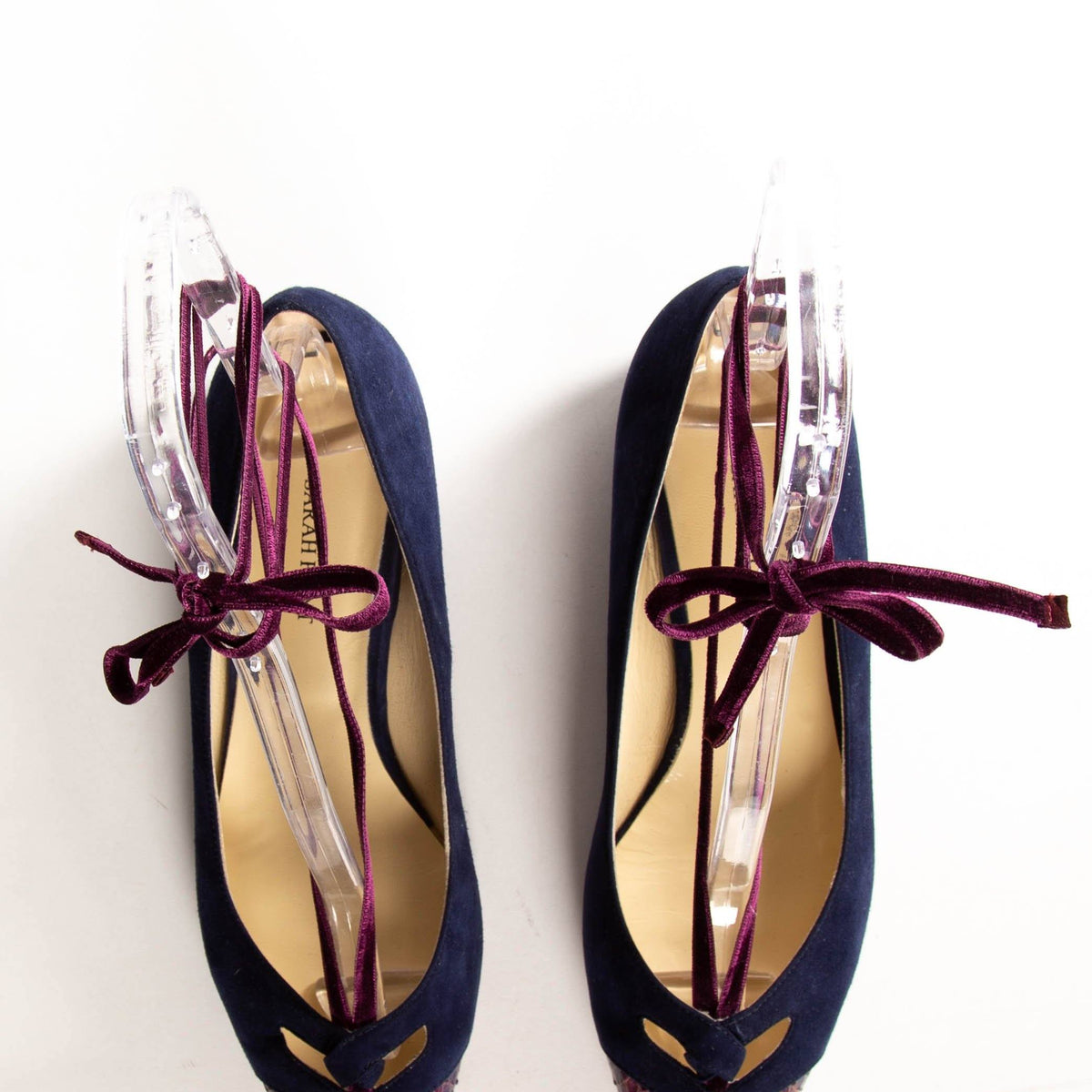 Sarah Flint Navy Suede Pointed Toe Flats SZ 40.5