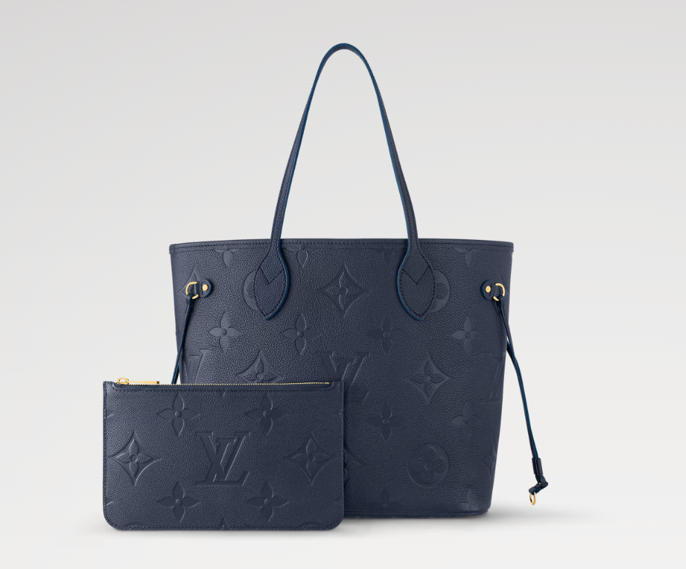 Chloe’s Picks Neverfull MM Monogram Empreinte Leather In Navy Blue