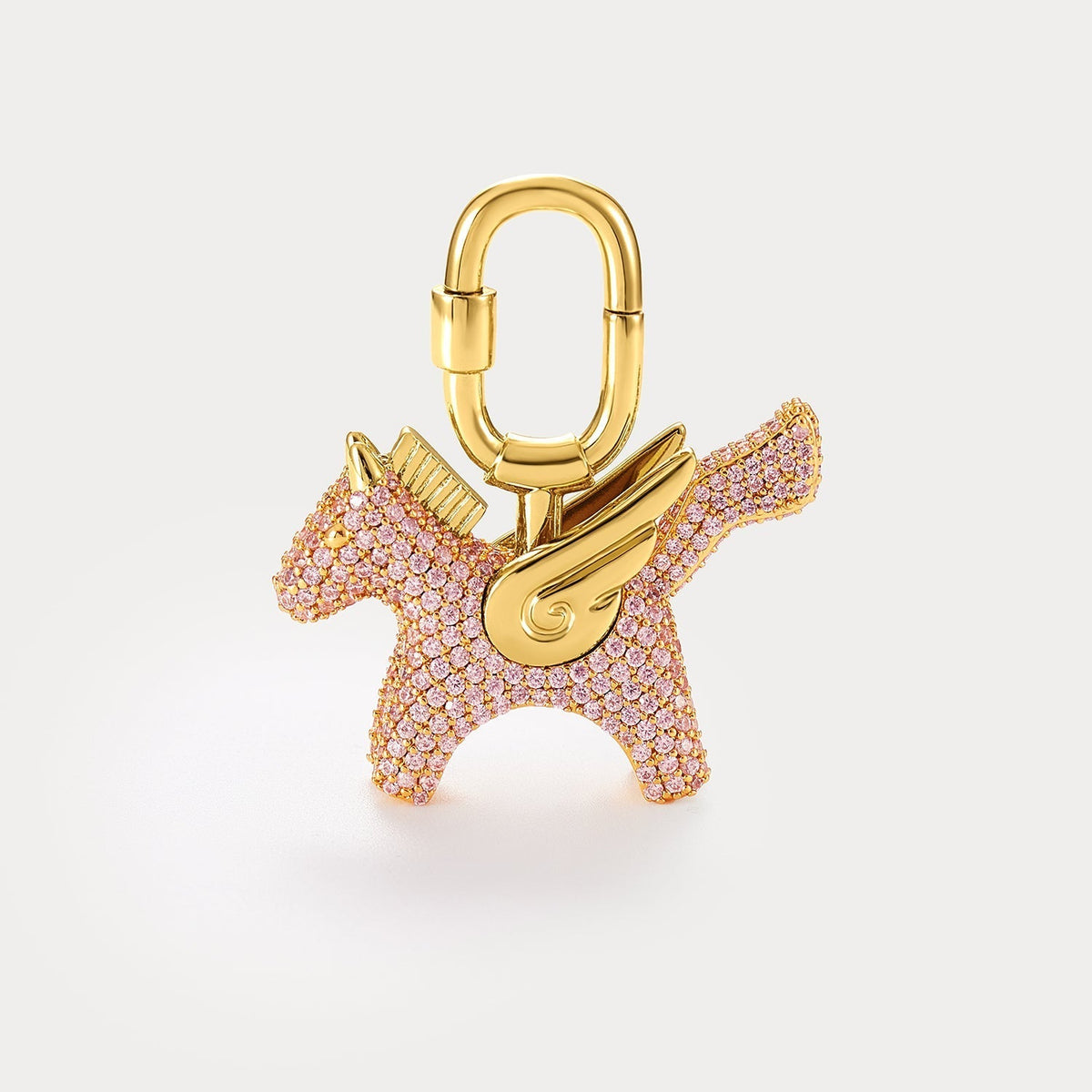 Sparkle Gold Pink Zircon—Rodeo Pegase Bag Charm
