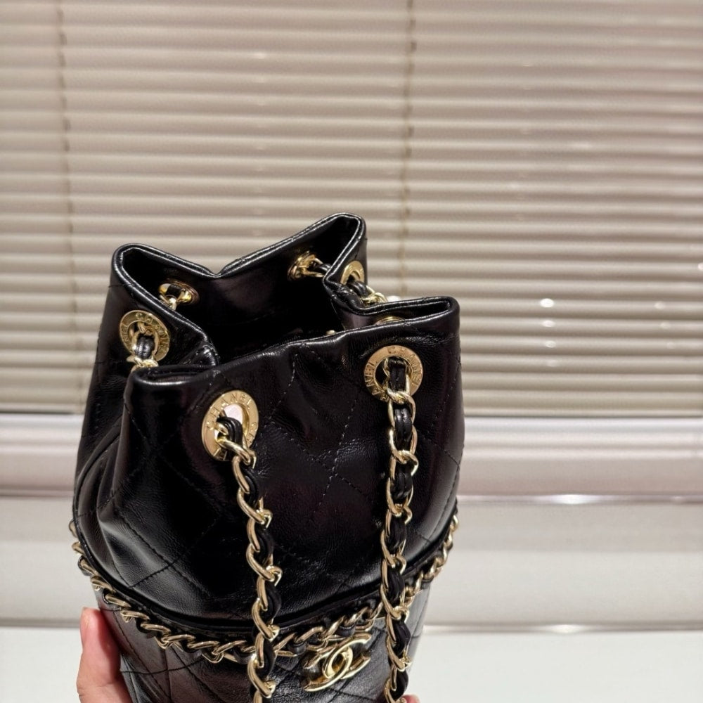 CC VINTAGE MINI BUCKET BAG BLACK 15CM
