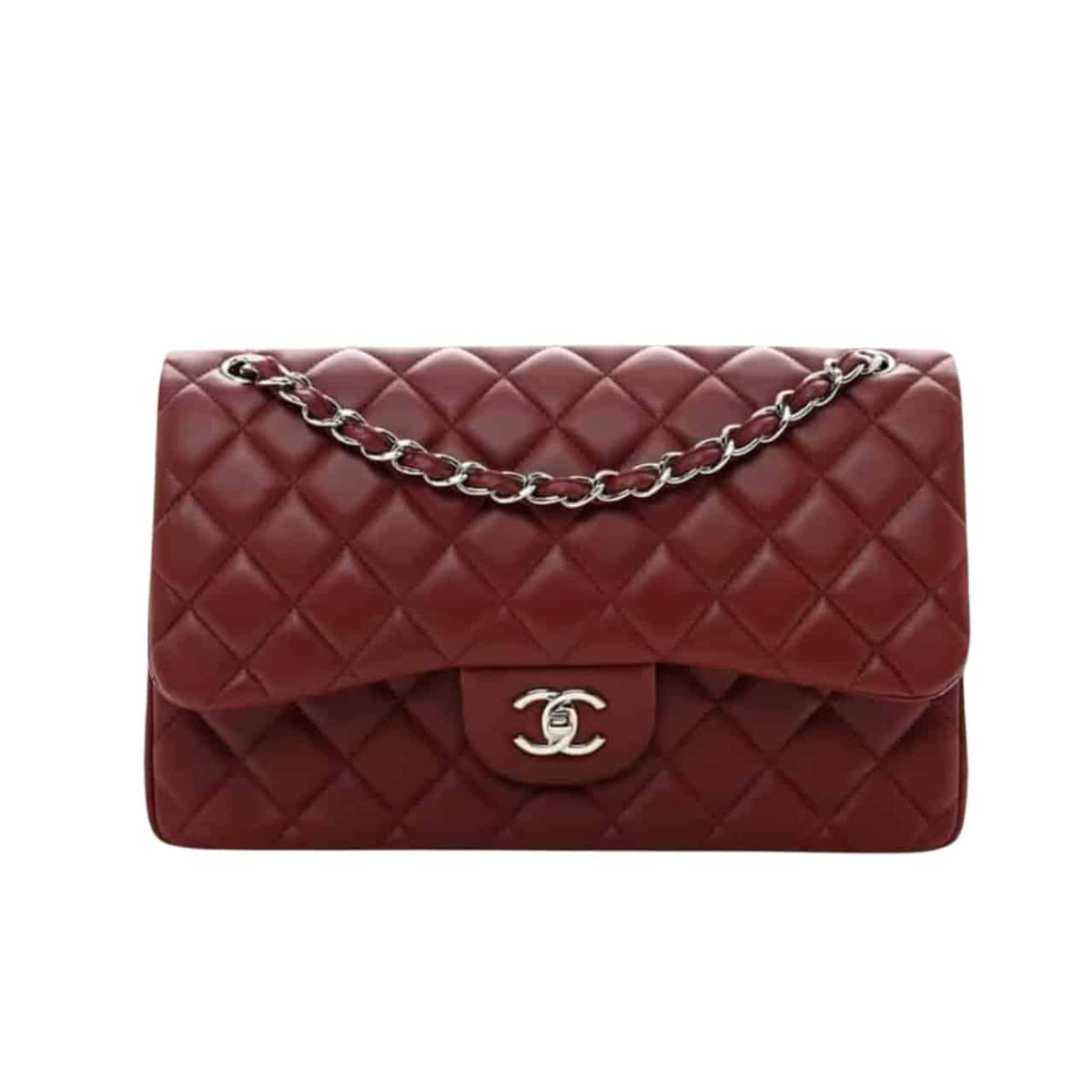 CC CLASSIC DOUBLE FLAP BAG PLUM RED 25CM