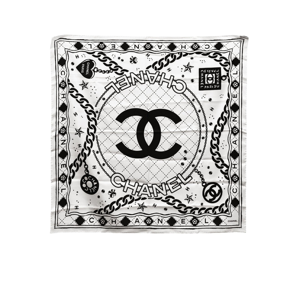 CC CLASSIC DOUBLE C LOGO PRINT SILK SCARF WHITE 90CM
