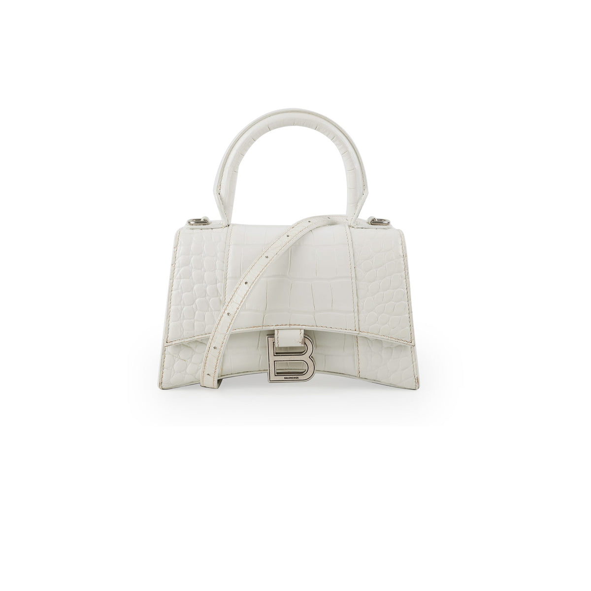 balenciaga Hourglass XS White Croc