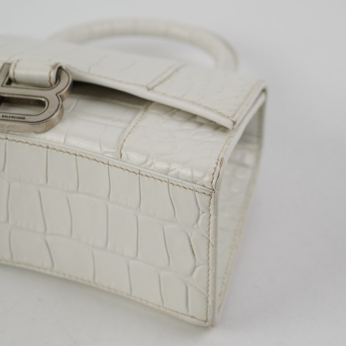 balenciaga Hourglass XS White Croc