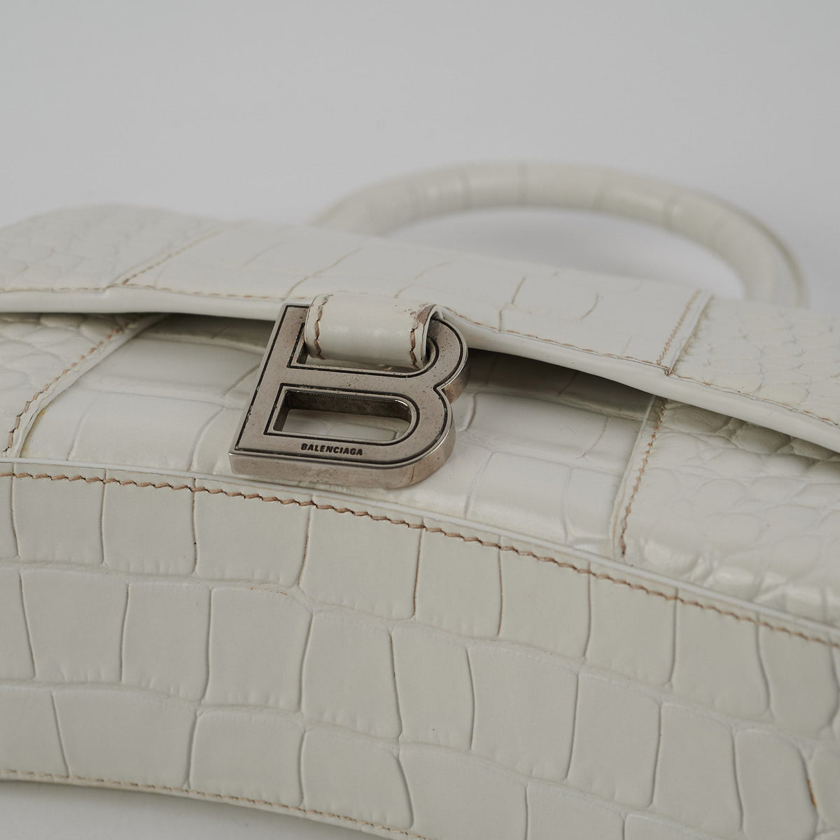 balenciaga Hourglass XS White Croc