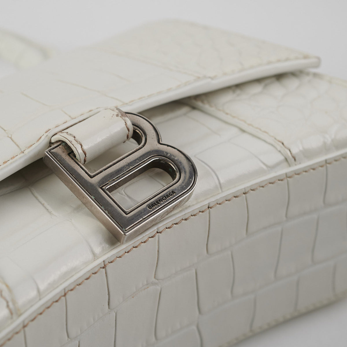 balenciaga Hourglass XS White Croc