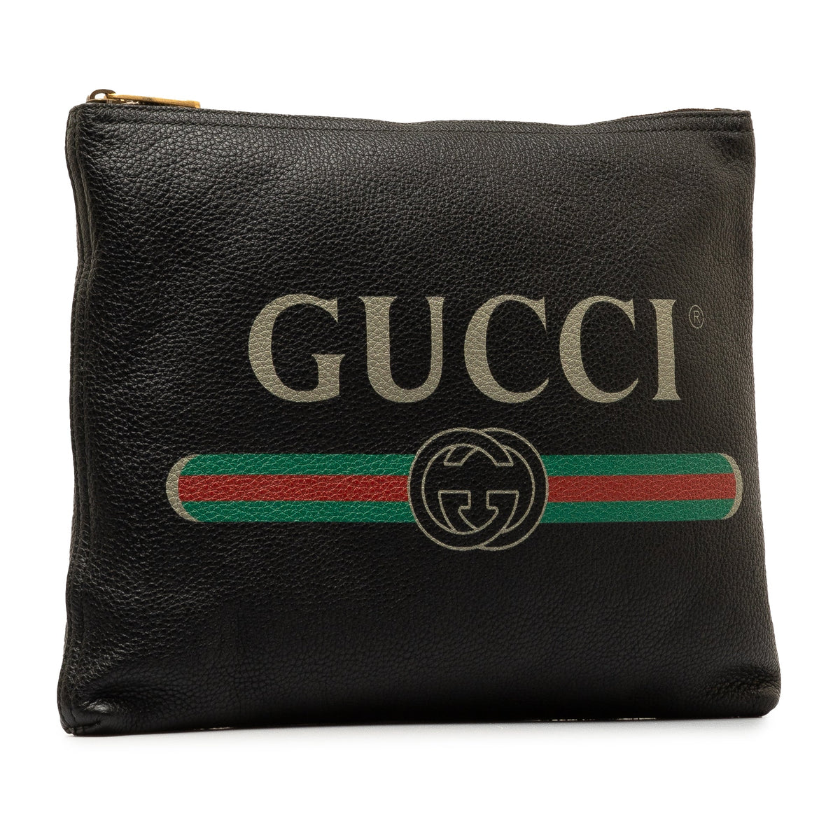 GUCCI Logo Leather Clutch Bag