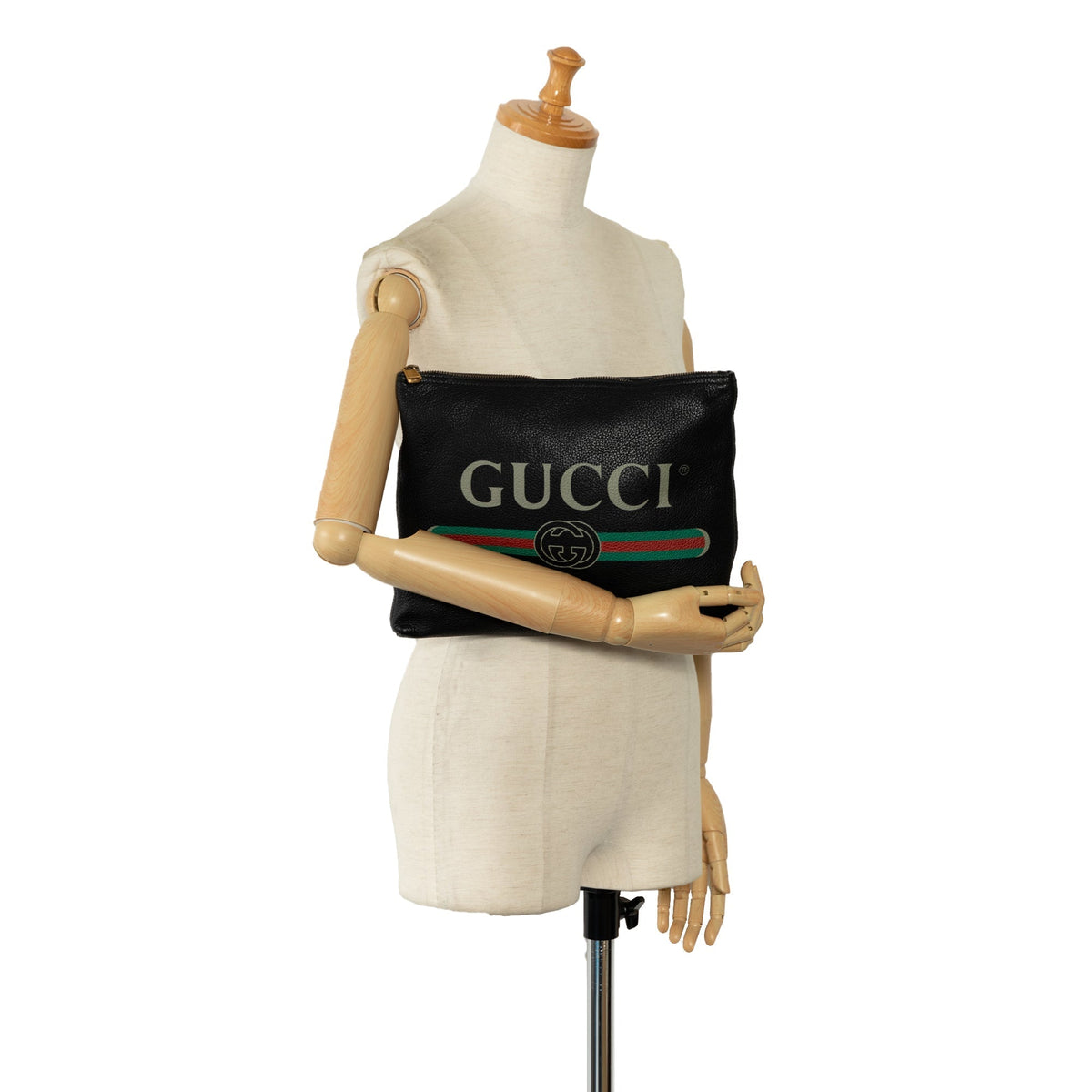 GUCCI Logo Leather Clutch Bag