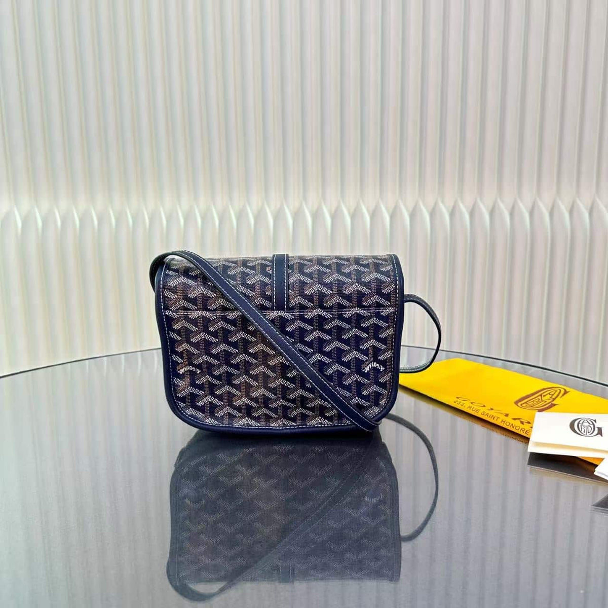 GOYARD GOYARDINE BELVEDERE PM MESSENGER BAG NAVY 21CM BELVE3PMLTY12CG12P