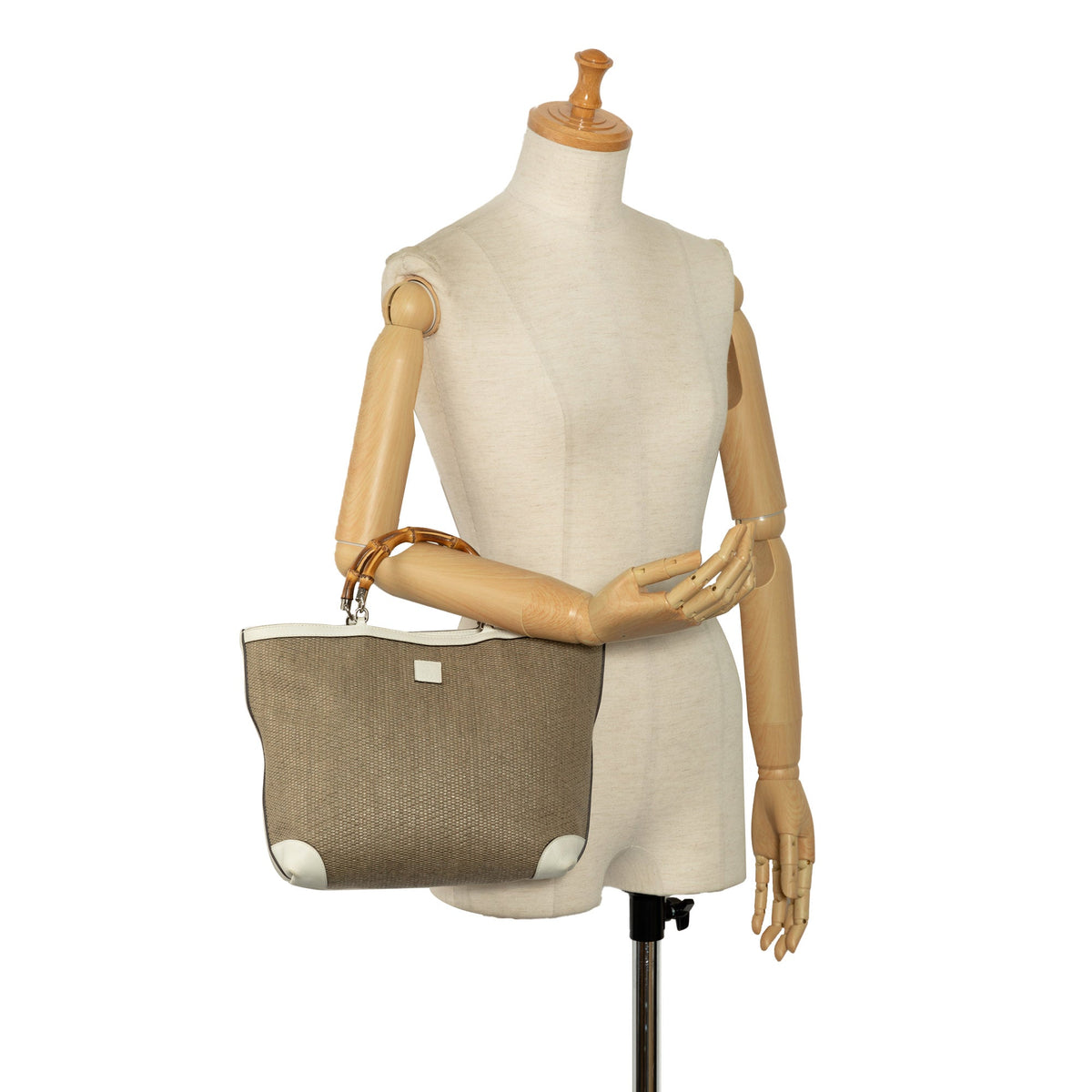 GUCCI Medium Raffia Bamboo Shopper Tote Tote Bag