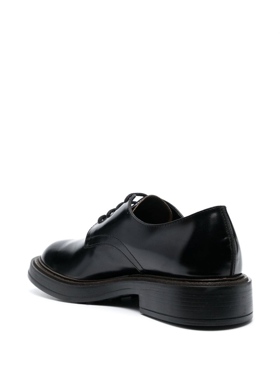 LEATHER ALMOND TOE OXFORDS
