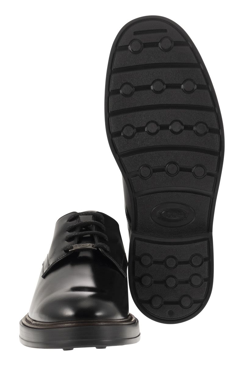 LEATHER ALMOND TOE OXFORDS