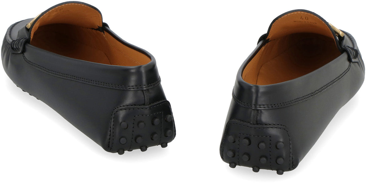 LEATHER CHAIN LINK DETAIL LOAFERS