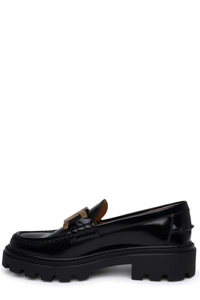 LEATHER LOGO LOAFERS.