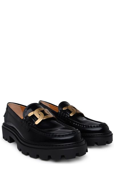 LEATHER LOGO LOAFERS.