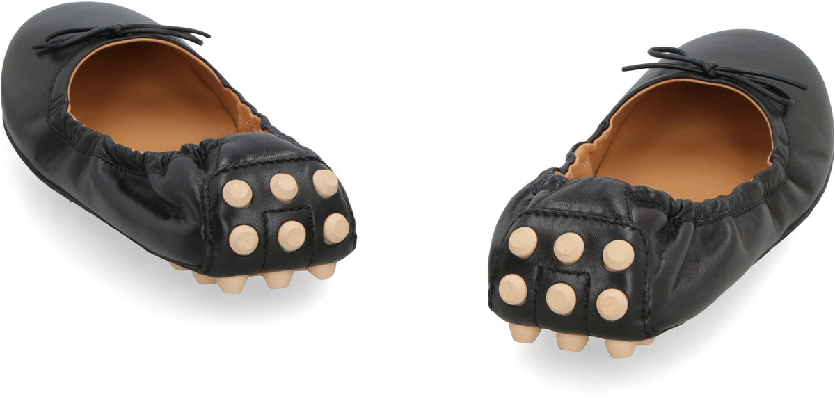 BUBBLE LEATHER BALLET FLATS
