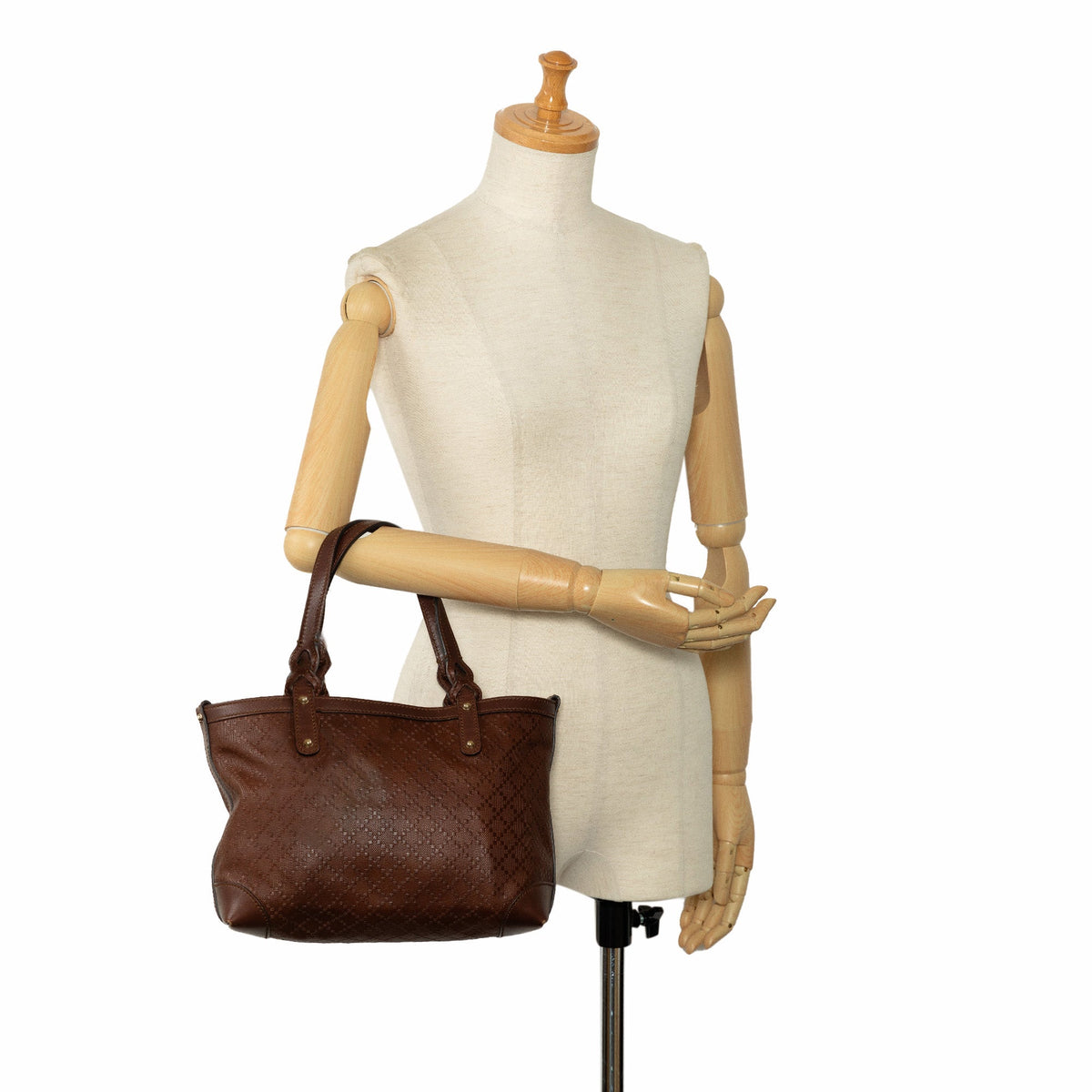 GUCCI Leather Diamante Craft Tote Bag