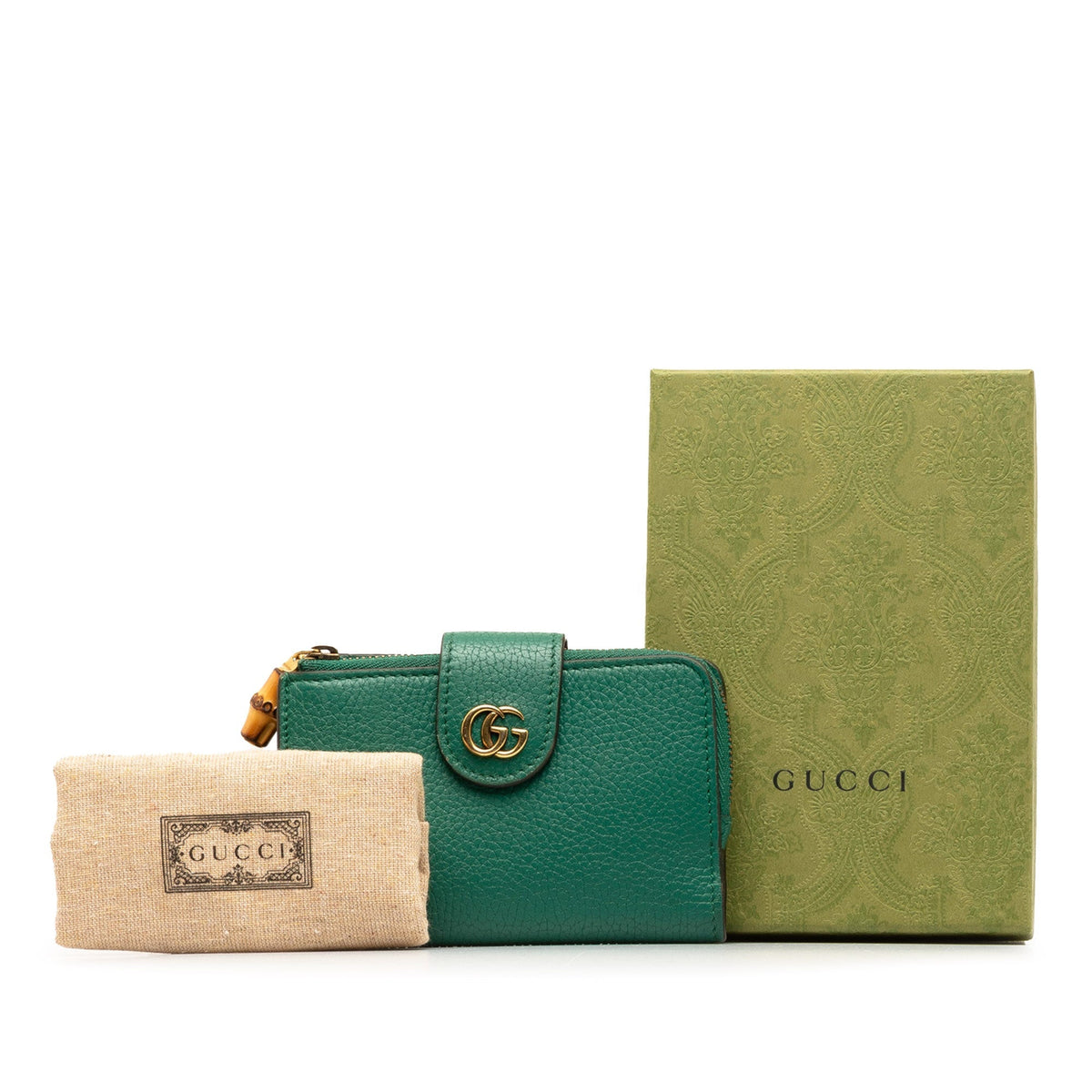 GUCCI Medium Leather Double G Bamboo Wallet Small Wallets