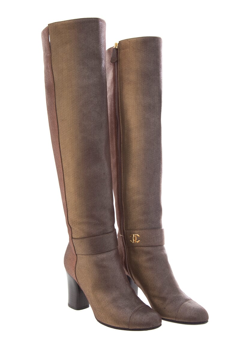 Chanel Multicolor Metallic Leather High Boots SZ 36
