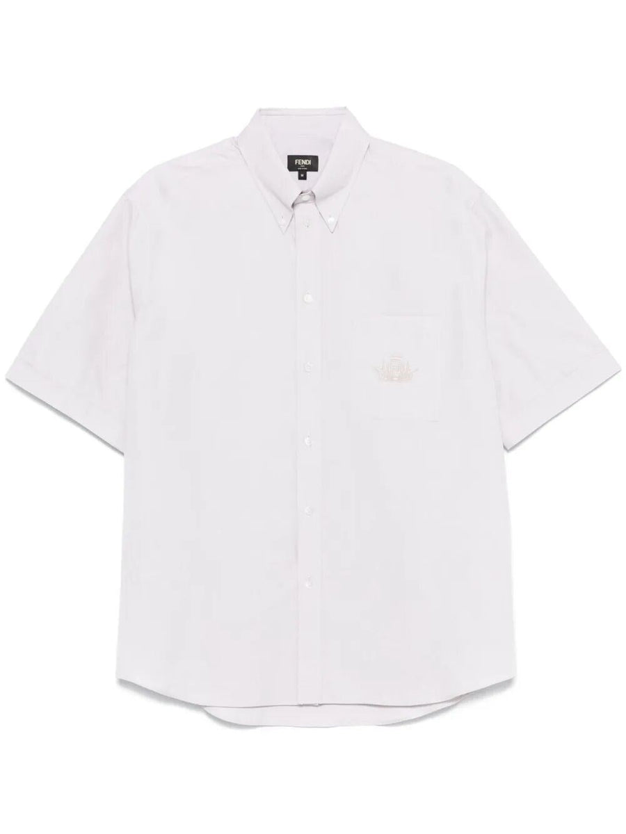 Fendi Men `Fendi Crest` Embroidered Shirt
