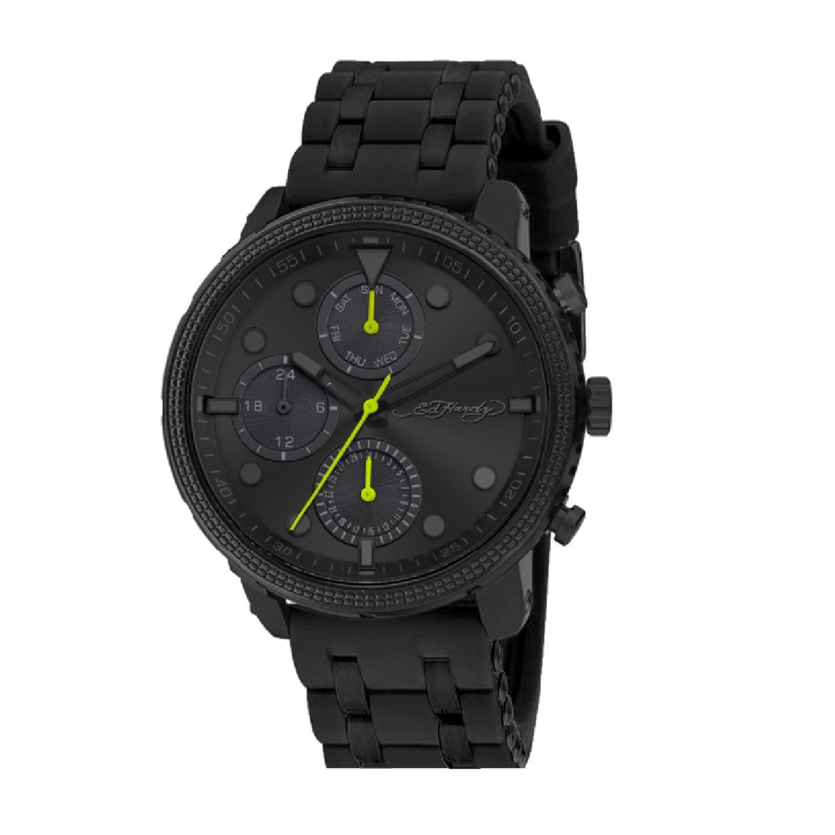 Ed Hardy Men's Black Silicone Strap Watch 48mm