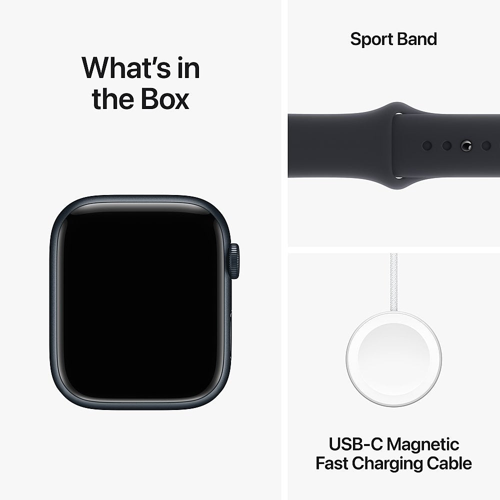 Apple Watch Series 9 45mm 2024 (GPS) Midnight Aluminum Case with Midnight Sport Band - M/L - Midnight
