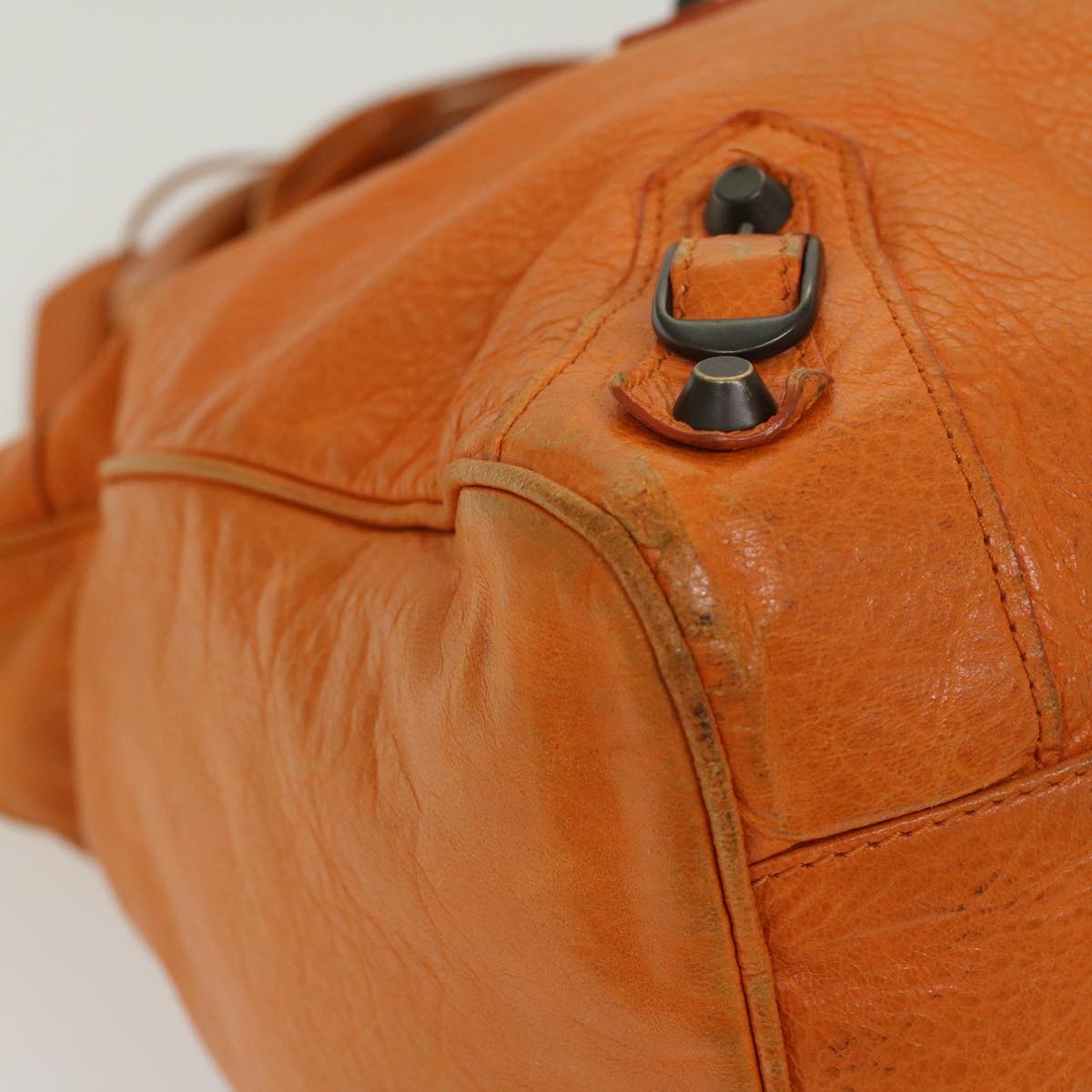 balenciaga Vero Hand Bag Leather 2way Orange Auth am4469