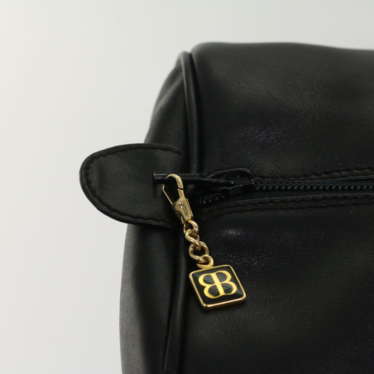 balenciaga Boston Bag Vintage Leather Black Auth am4980