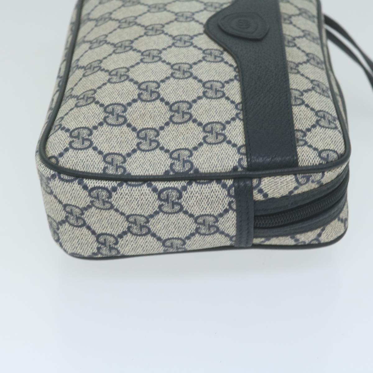 GUCCI GG Supreme Clutch Bag PVC Navy Auth am5841