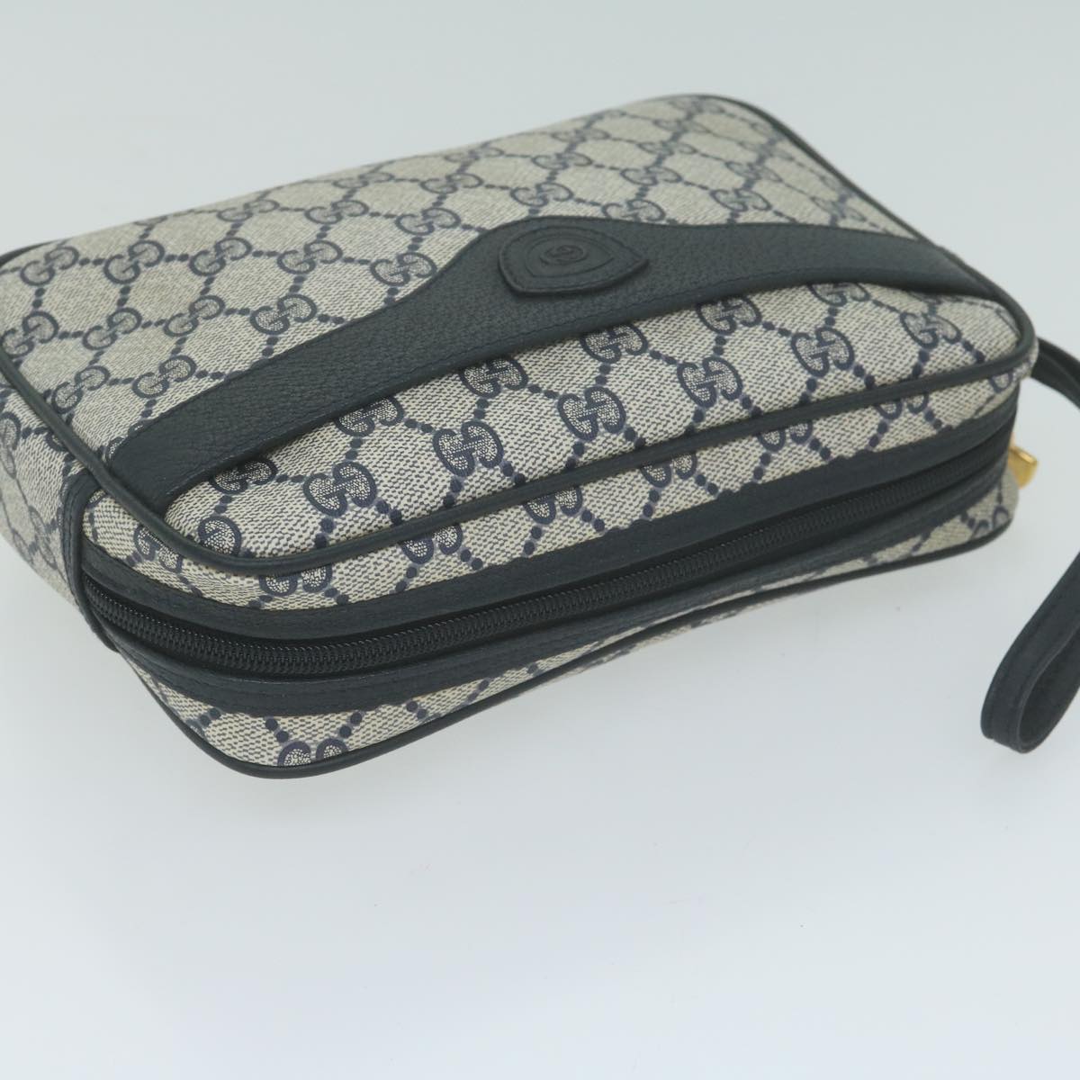 GUCCI GG Supreme Clutch Bag PVC Navy Auth am5841