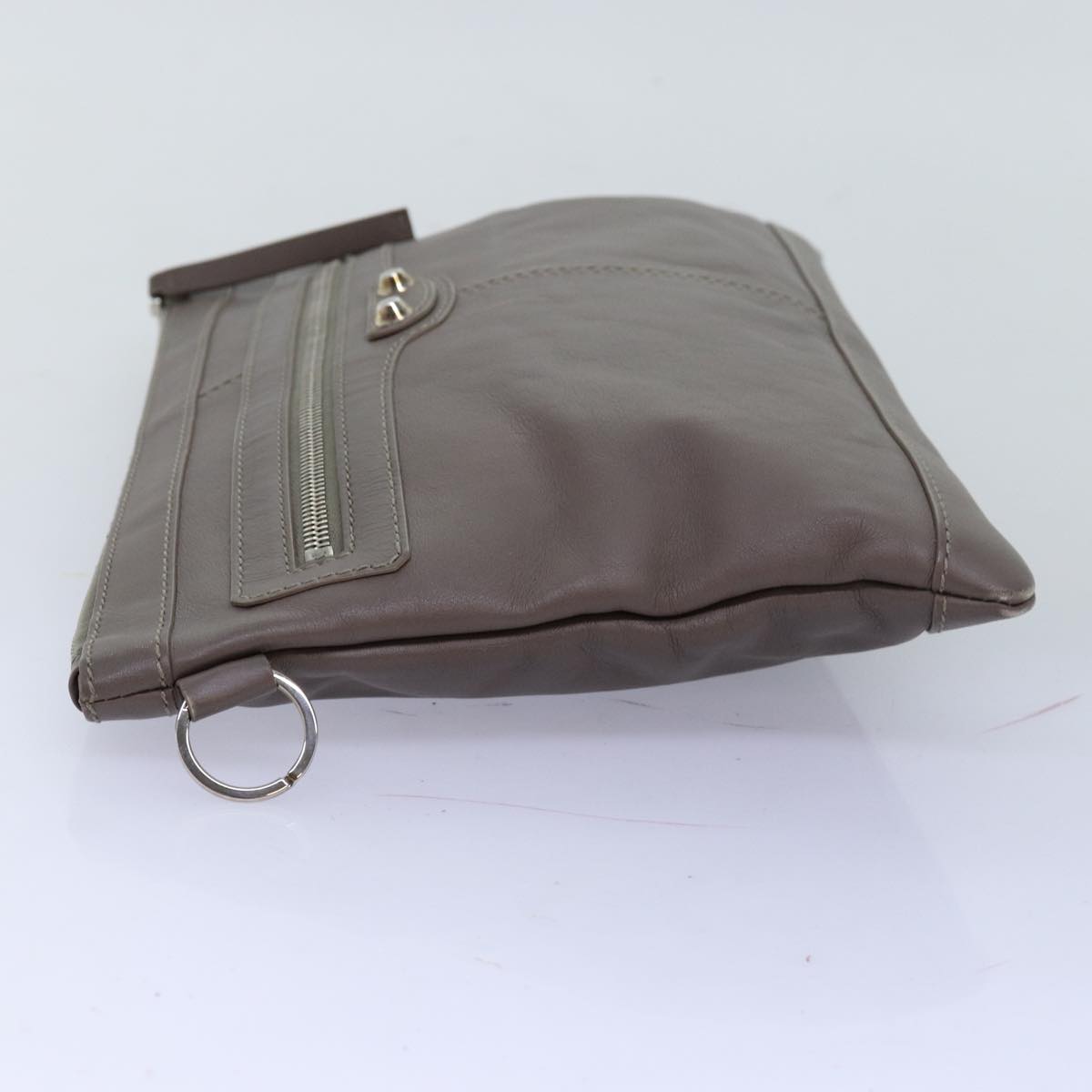 balenciaga Clutch Bag Leather Gray 273022 Auth am6190