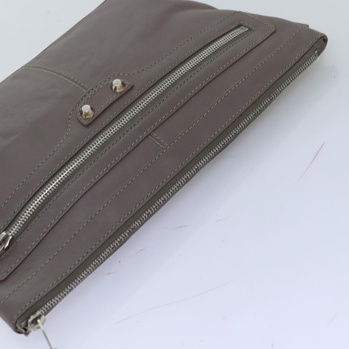 balenciaga Clutch Bag Leather Gray 273022 Auth am6190