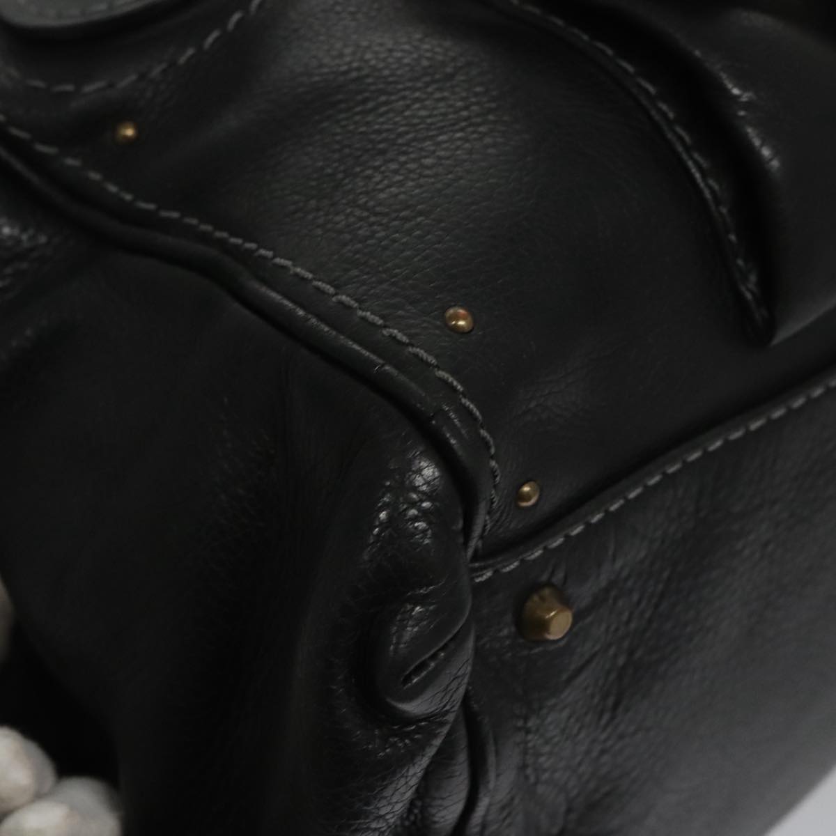 Chloe Paddington Hand Bag Leather Black Gold am7384