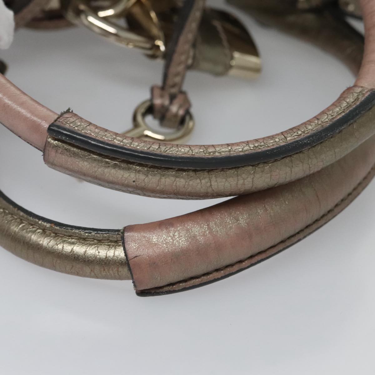 Chloe Paddington Hand Bag Leather Bronze Gold Silver am7387
