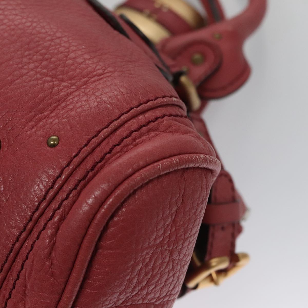 Chloe Paddington Hand Bag Leather Pink Gold Silver am7422