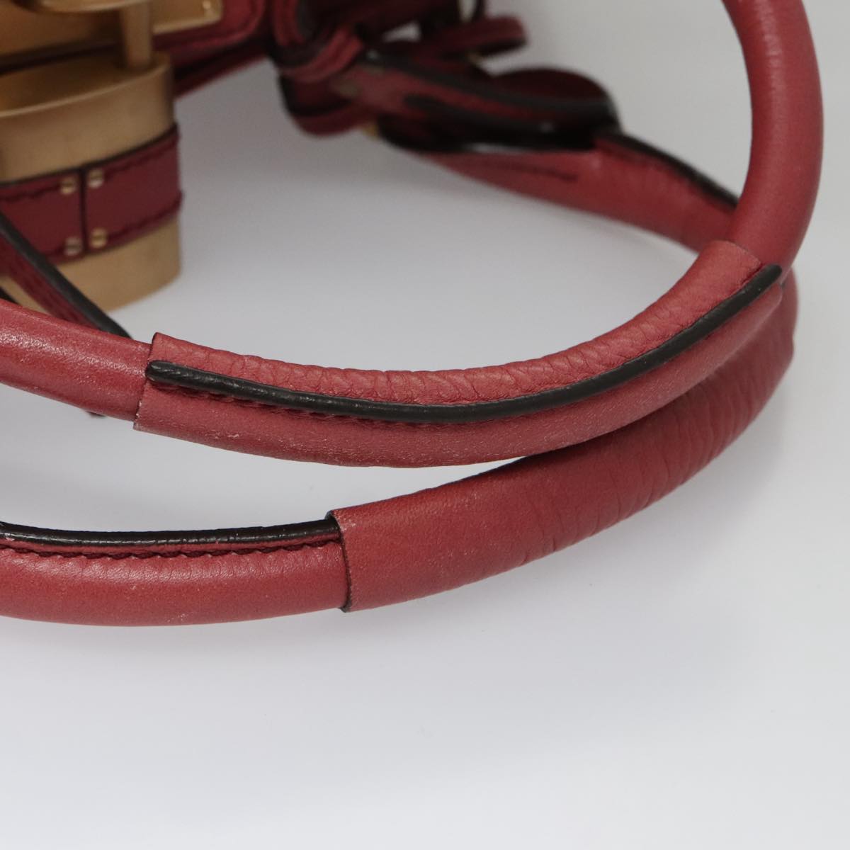 Chloe Paddington Hand Bag Leather Pink Gold Silver am7422