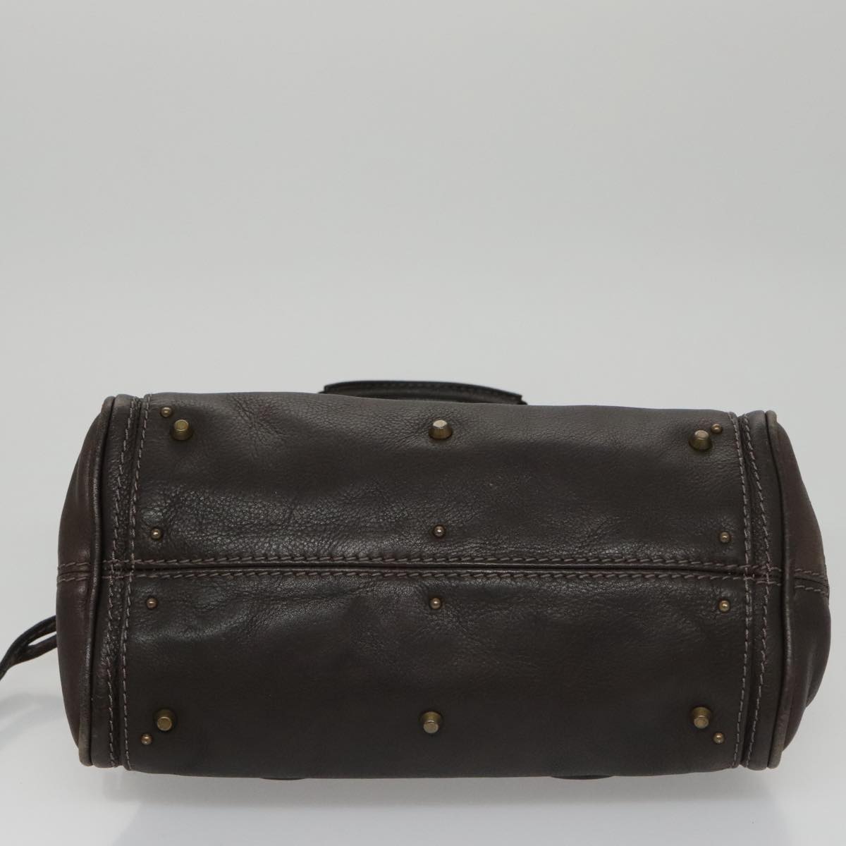 Chloe Paddington Mini Hand Bag Leather Dark Brown Gold Silver am7426
