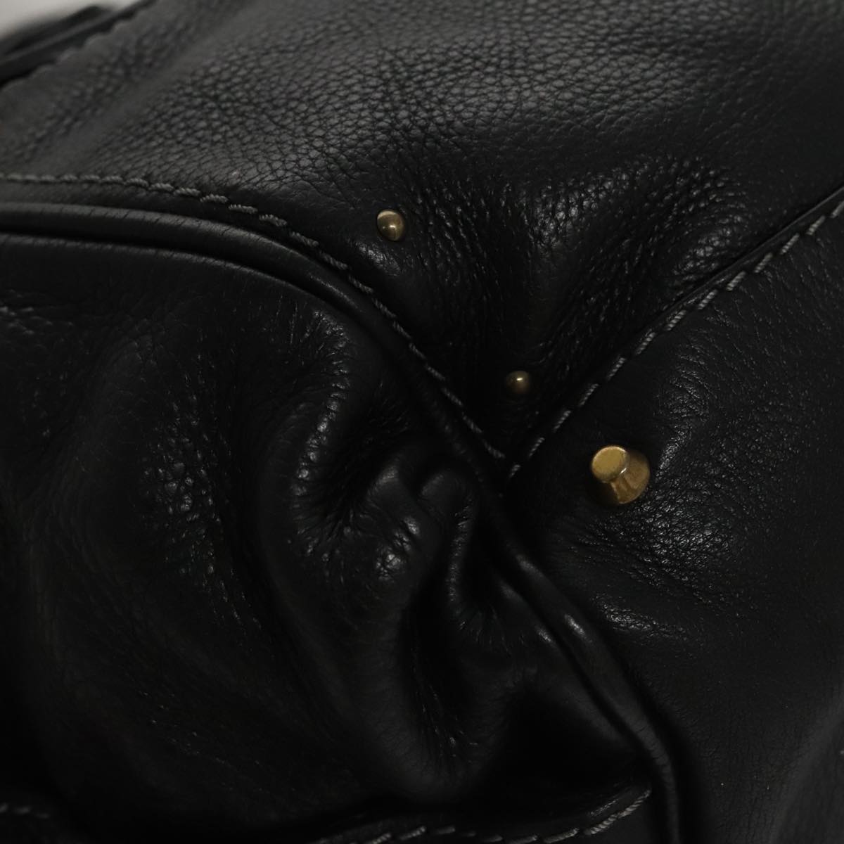 Chloe Paddington Shoulder Bag Leather Black Gold am7567