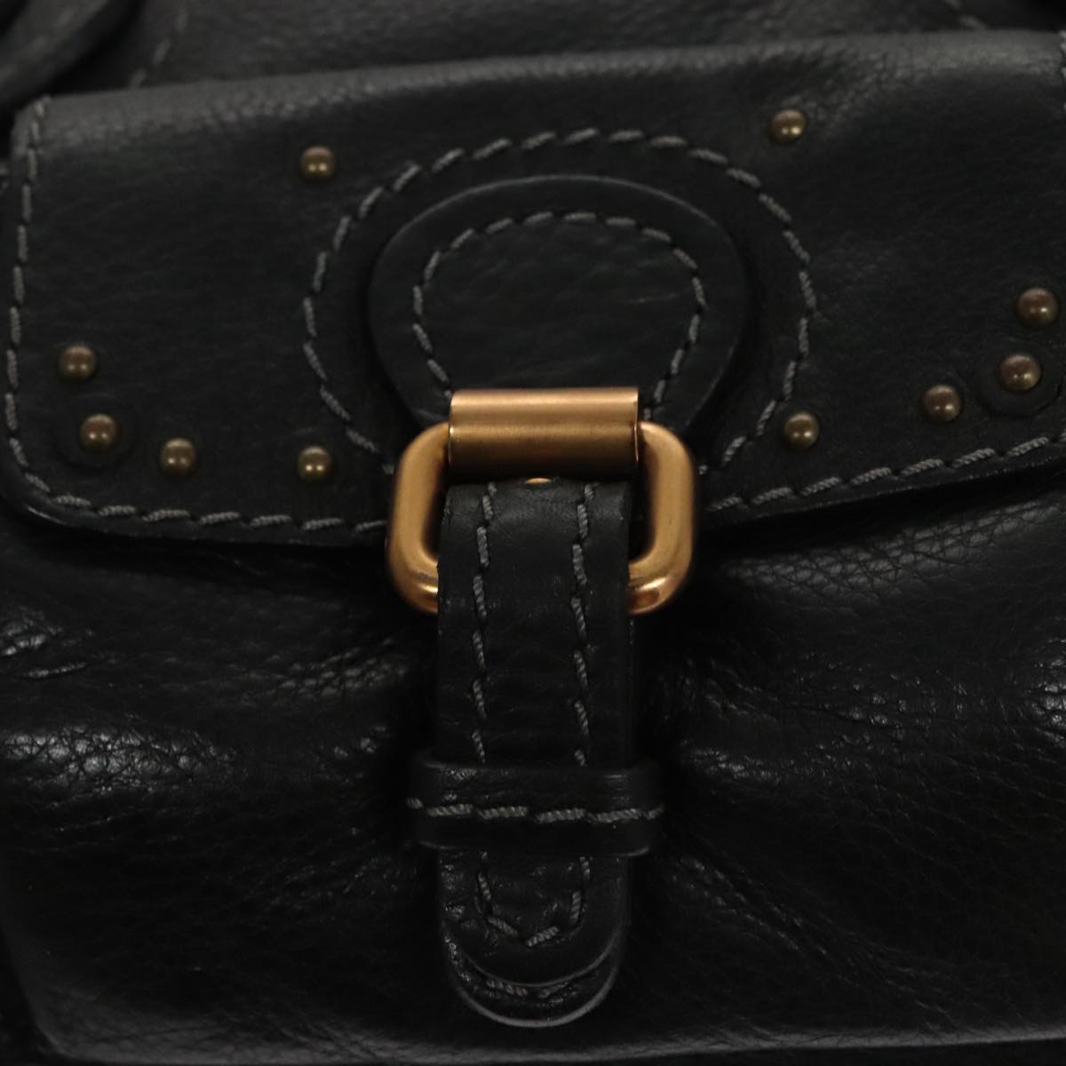 Chloe Paddington Shoulder Bag Leather Black Gold am7567