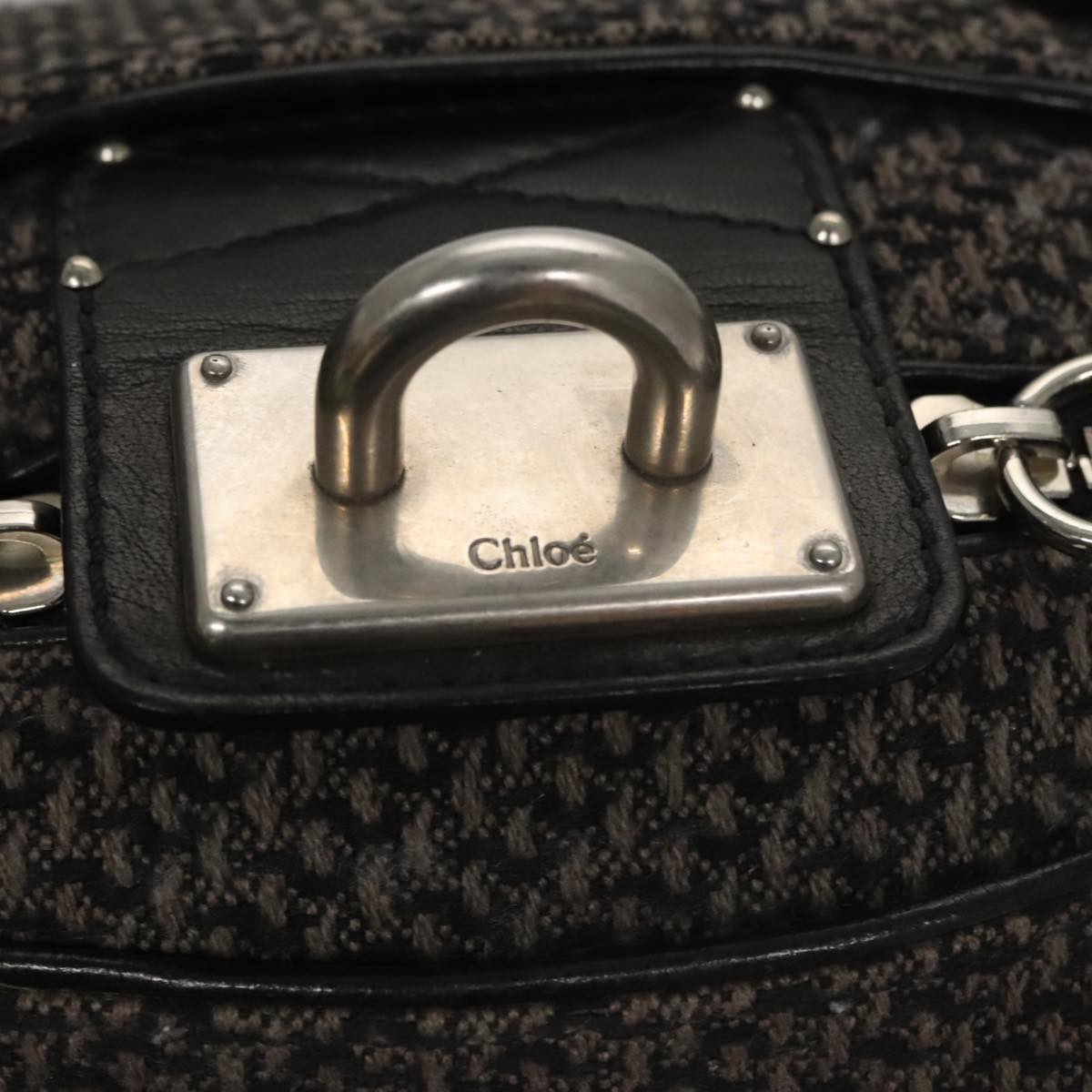 Chloe Paddington Hand Bag Canvas Gray Silver am7572