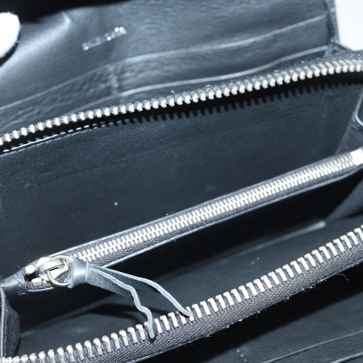 balenciaga Paper Manny Long Wallet Leather Black Silver 371661 Auth ar12342