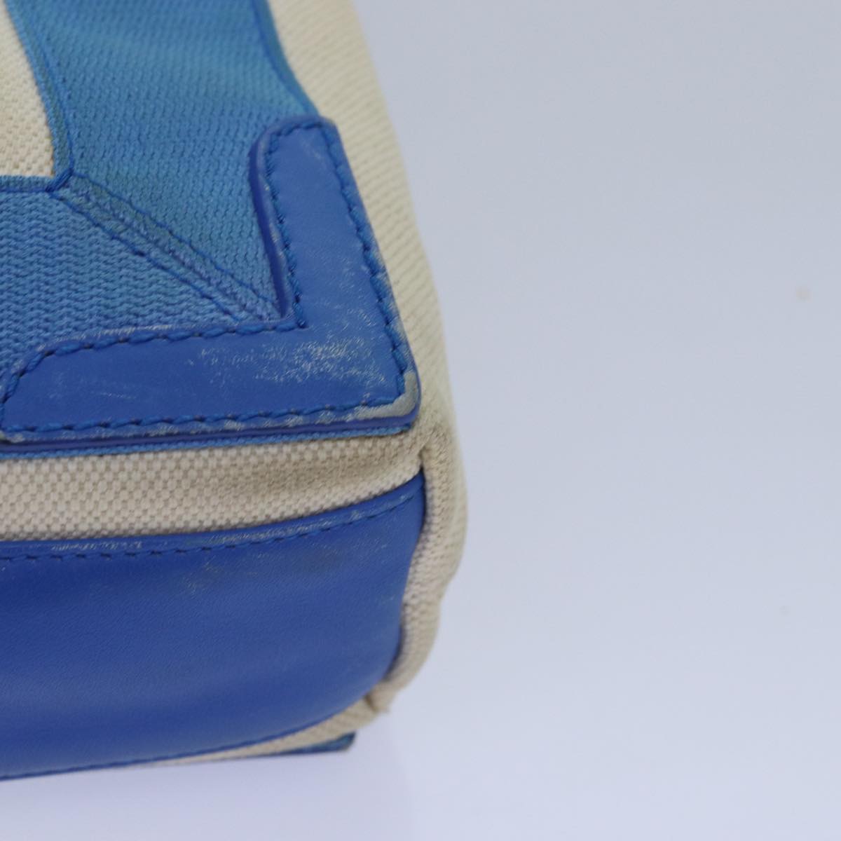 balenciaga Navy Kabas XS Bag Canvas Leather 2way Blue Silver 390346 Auth ar12352