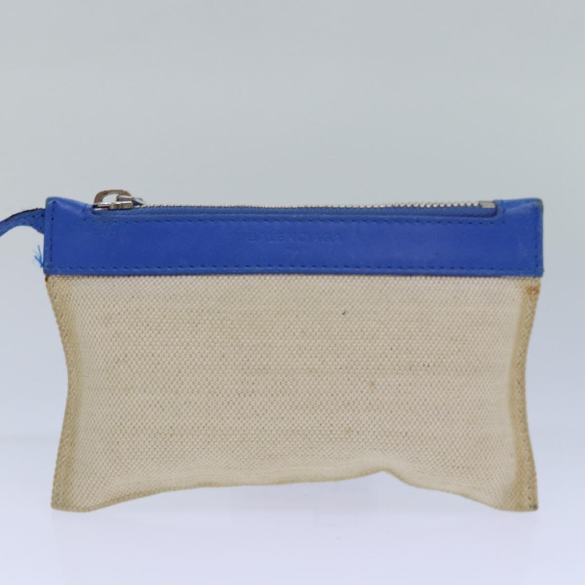 balenciaga Navy Kabas XS Bag Canvas Leather 2way Blue Silver 390346 Auth ar12352