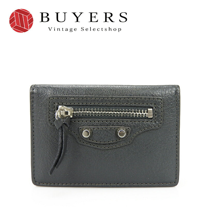 balenciaga Leather Tri-fold Wallet Gray