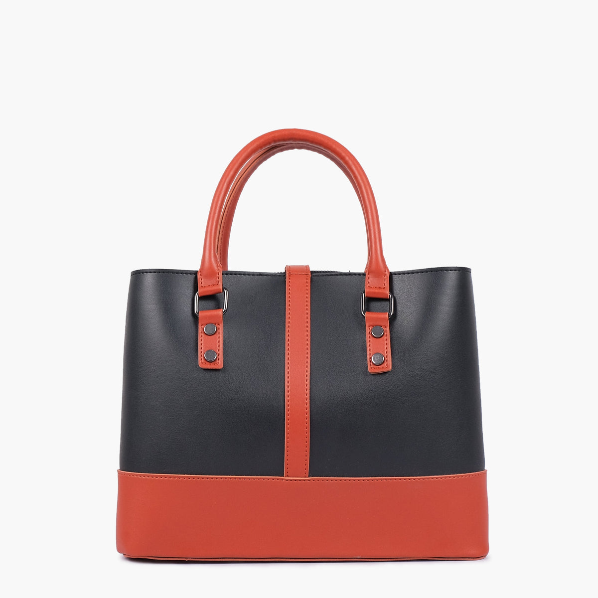 Black and rust multi-compartment shoulder bag