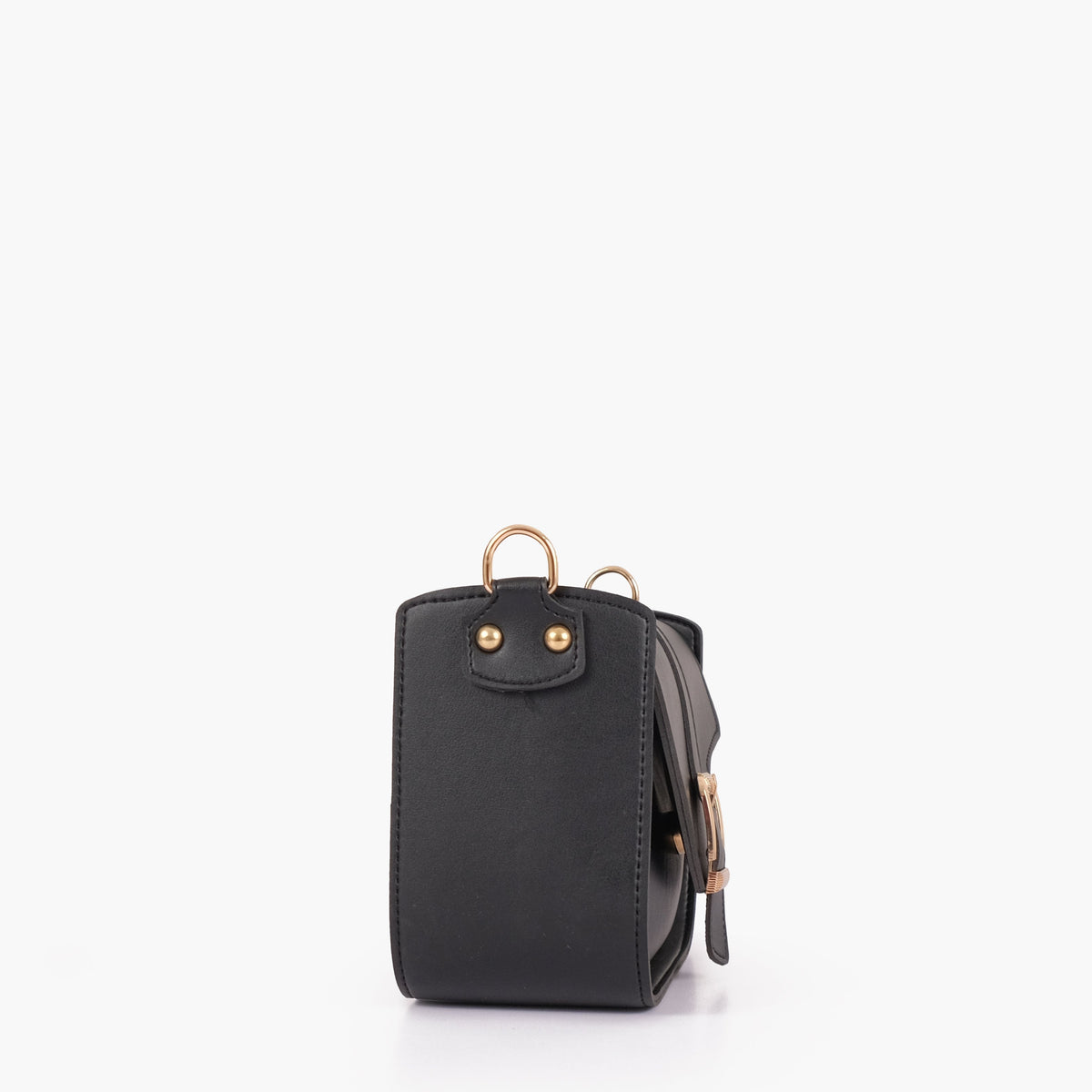 Black saddle buckle bag