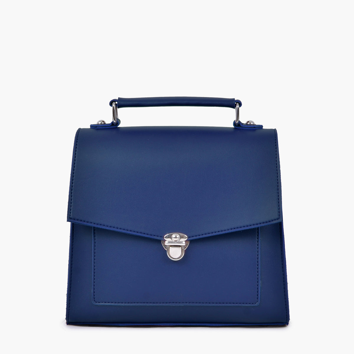 Blue push-lock messenger bag