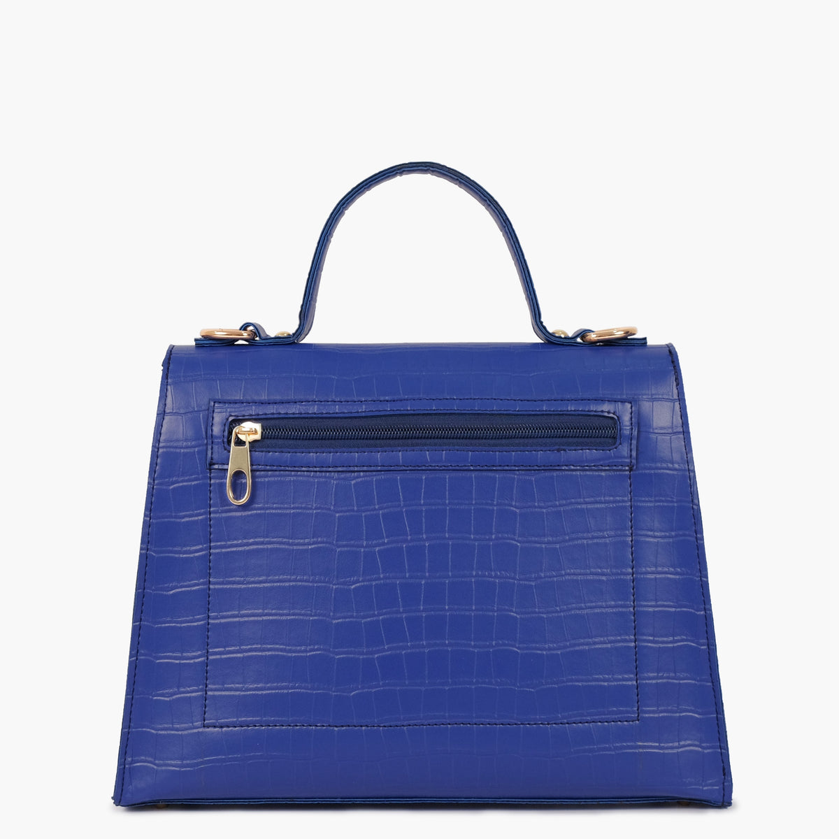 Blue top-handle crocodile mini bag